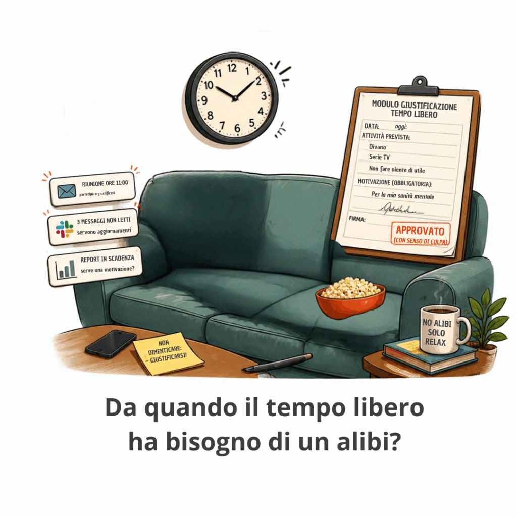 Da quando il tempo libero ha bisogno di un alibi?